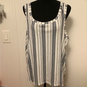 Ashley By 26 International Navy and White Striped Tank Top